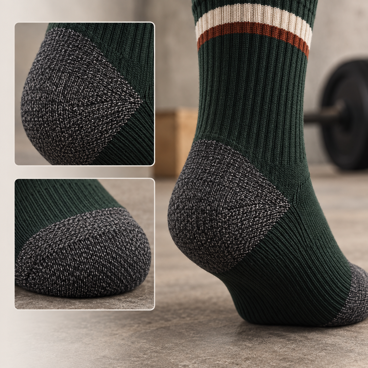 Illustrative reinforced heel and toe knit directions