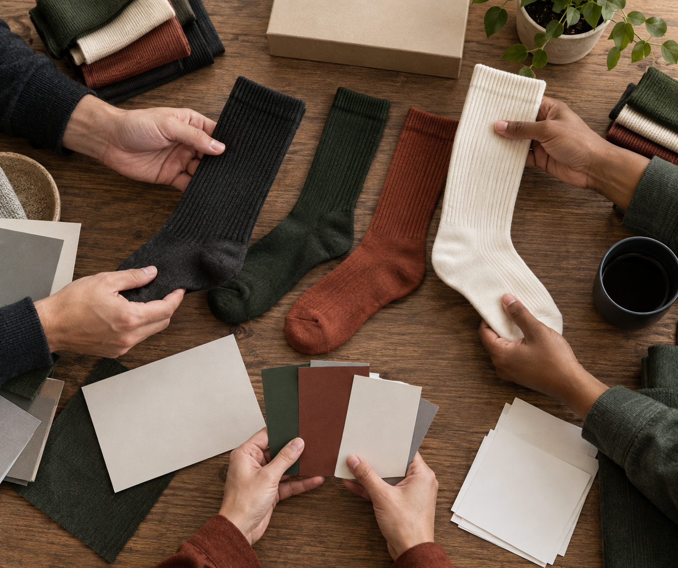 Illustrative strength-brand sock range planning