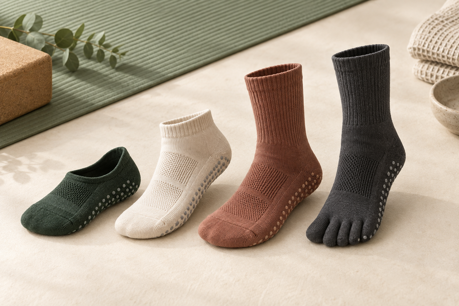 Illustrative yoga grip sock format and coverage range