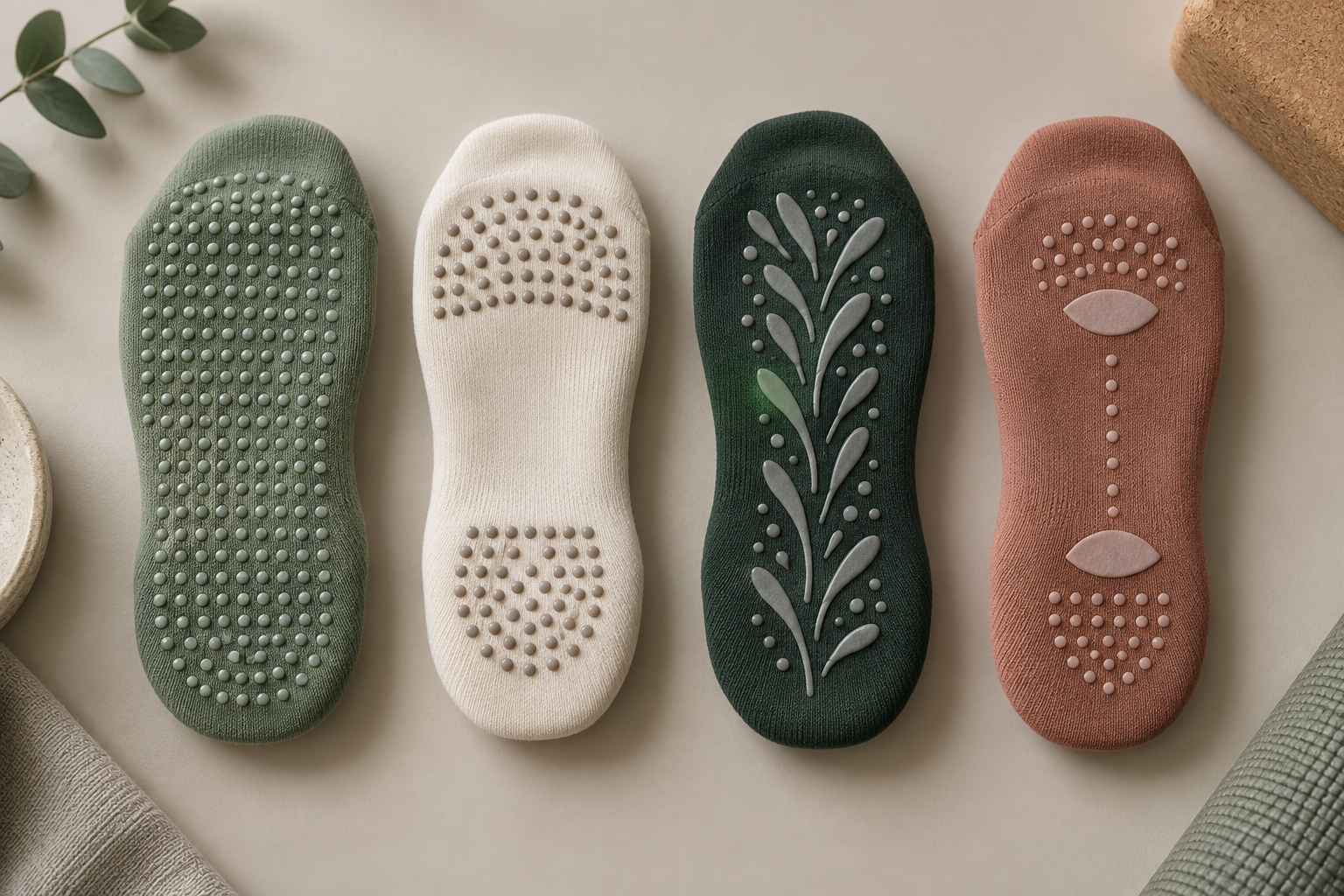 Illustrative yoga grip sock sole-grip layout directions