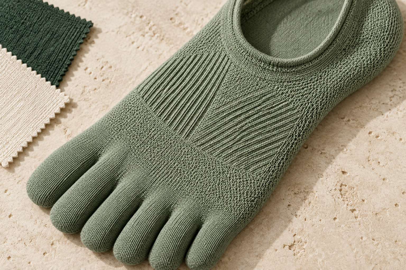 Illustrative yoga grip sock instep knit-zone directions