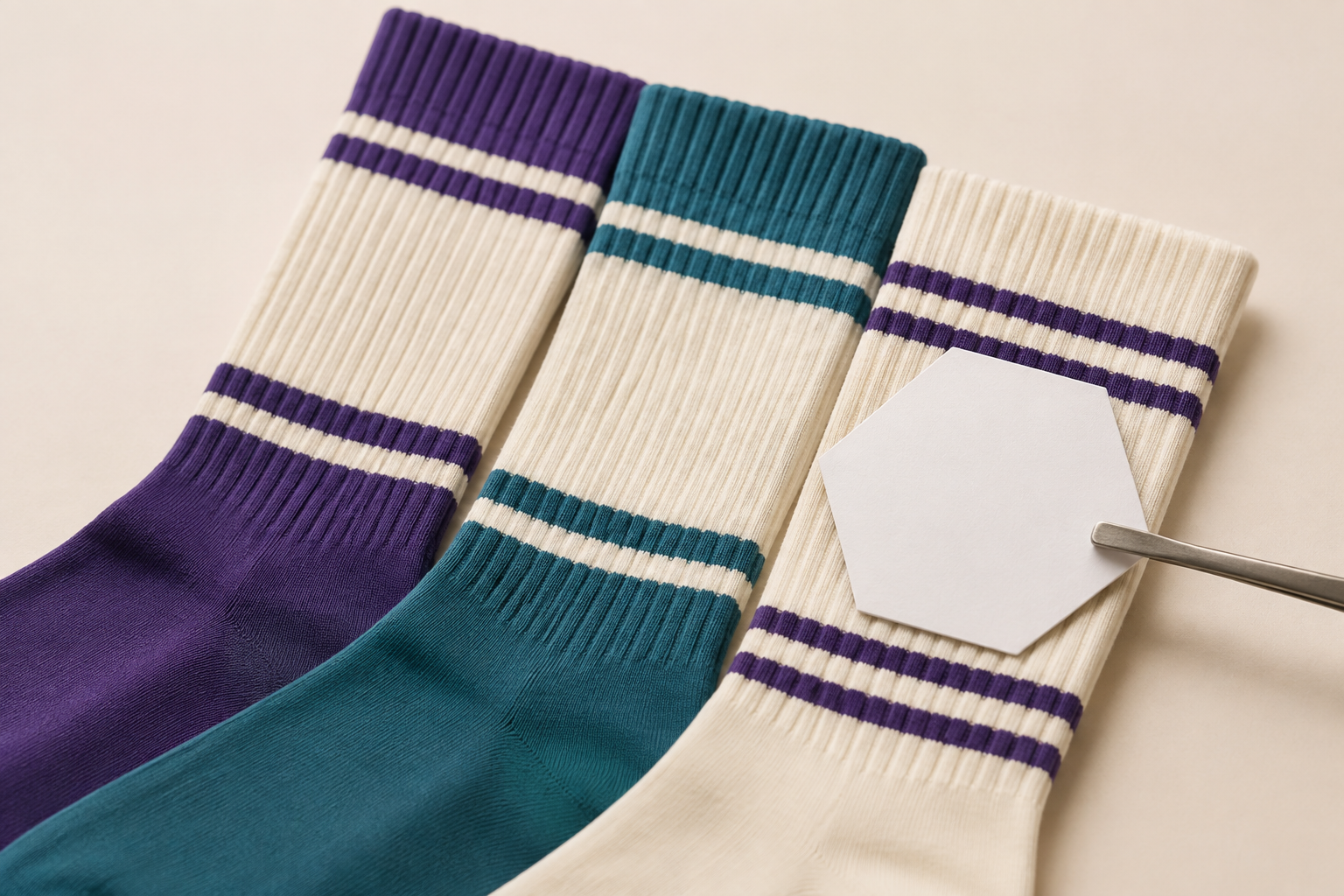 Illustrative cheer sock artwork scale and placement review