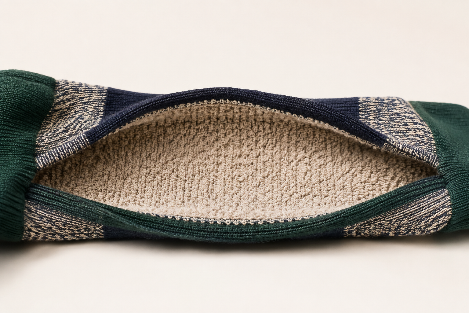 Illustrative terry footbed cushioning detail