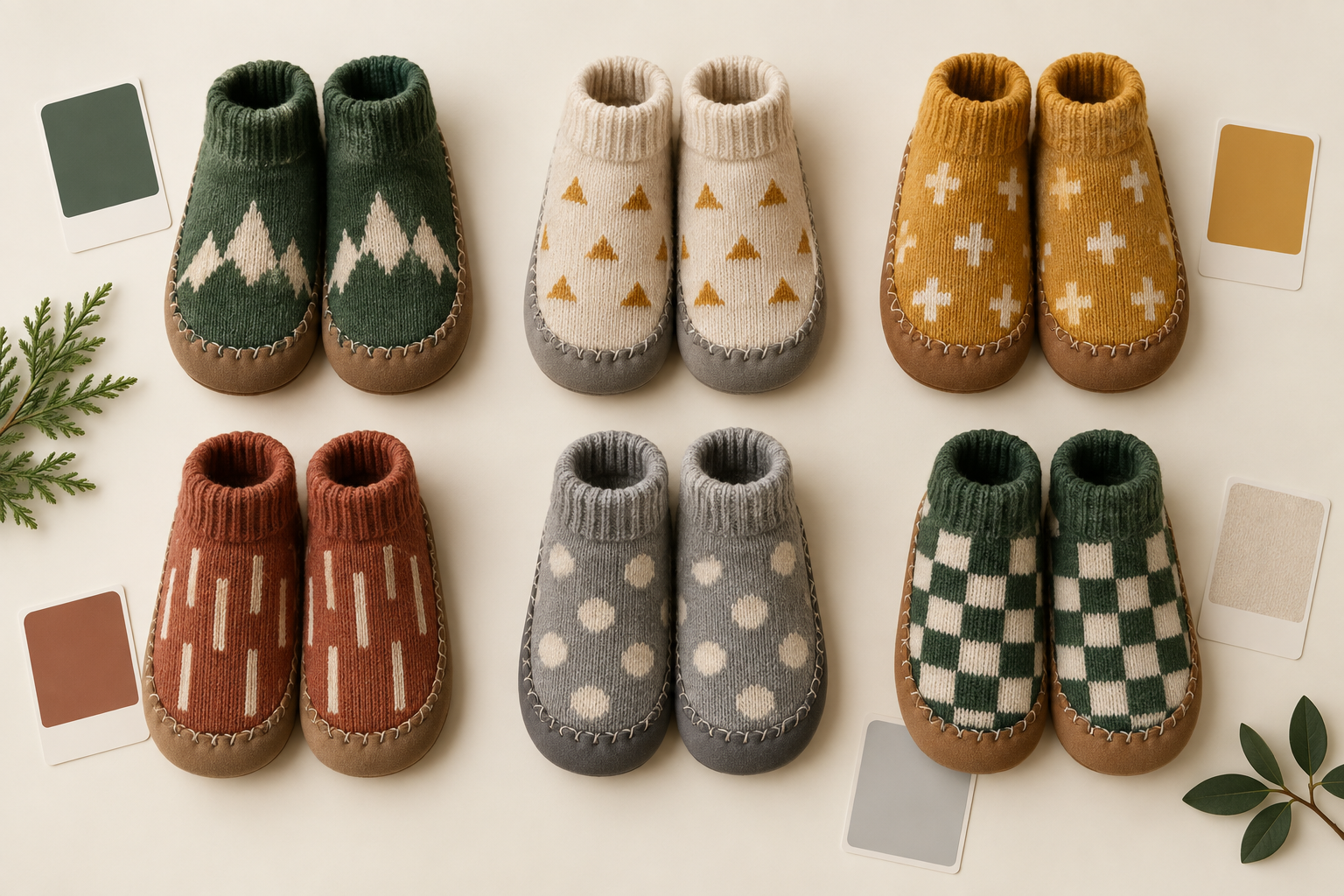 Illustrative coordinated kids slipper sock assortment