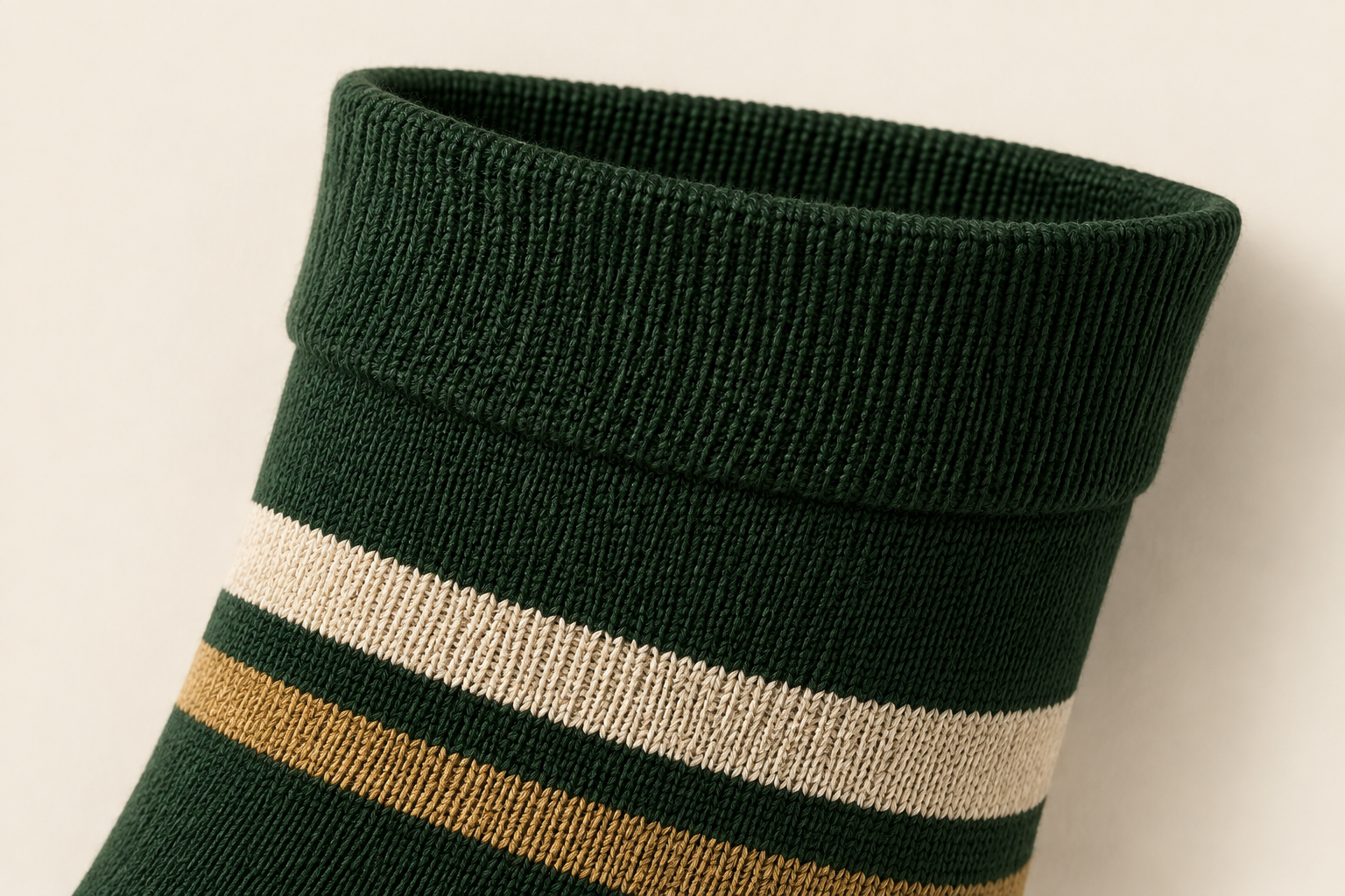 Close-up of a ribbed stay-up cuff on a custom softball sock