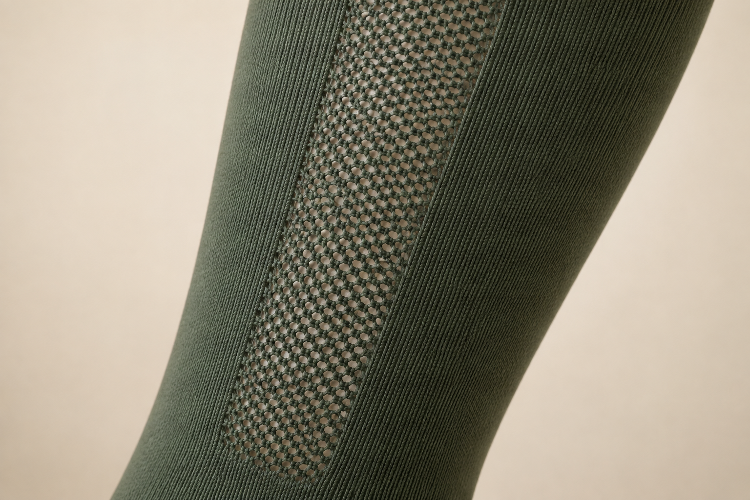 Illustrative mapped knit panel on a riding sock