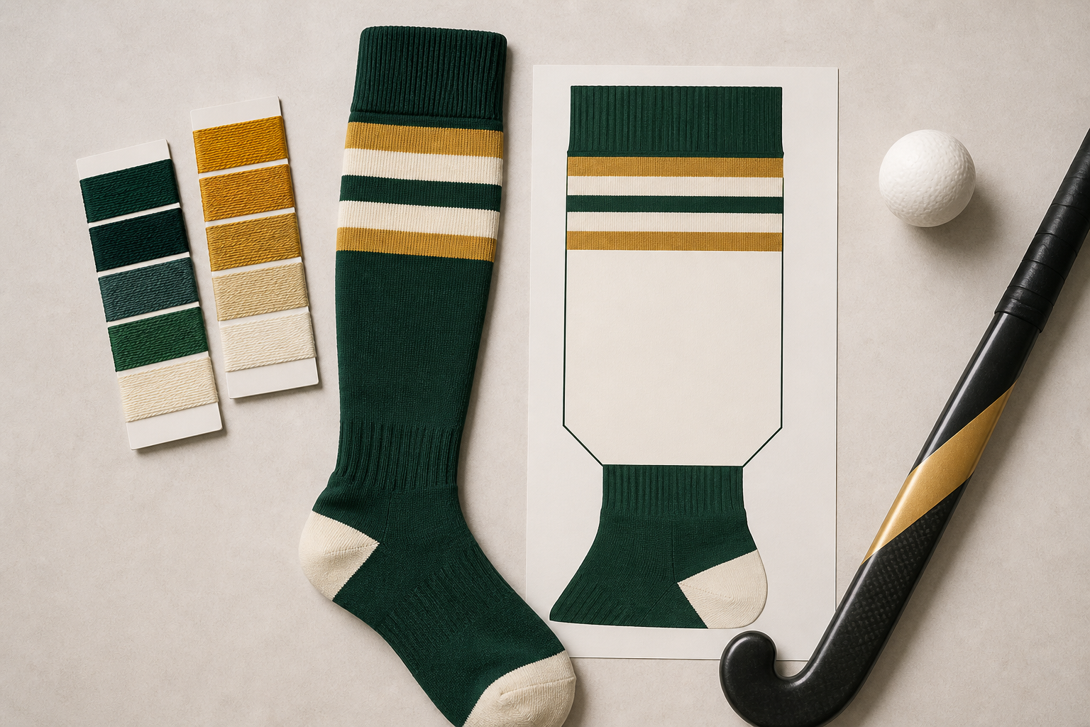 Illustrative field hockey sock artwork scale and placement review