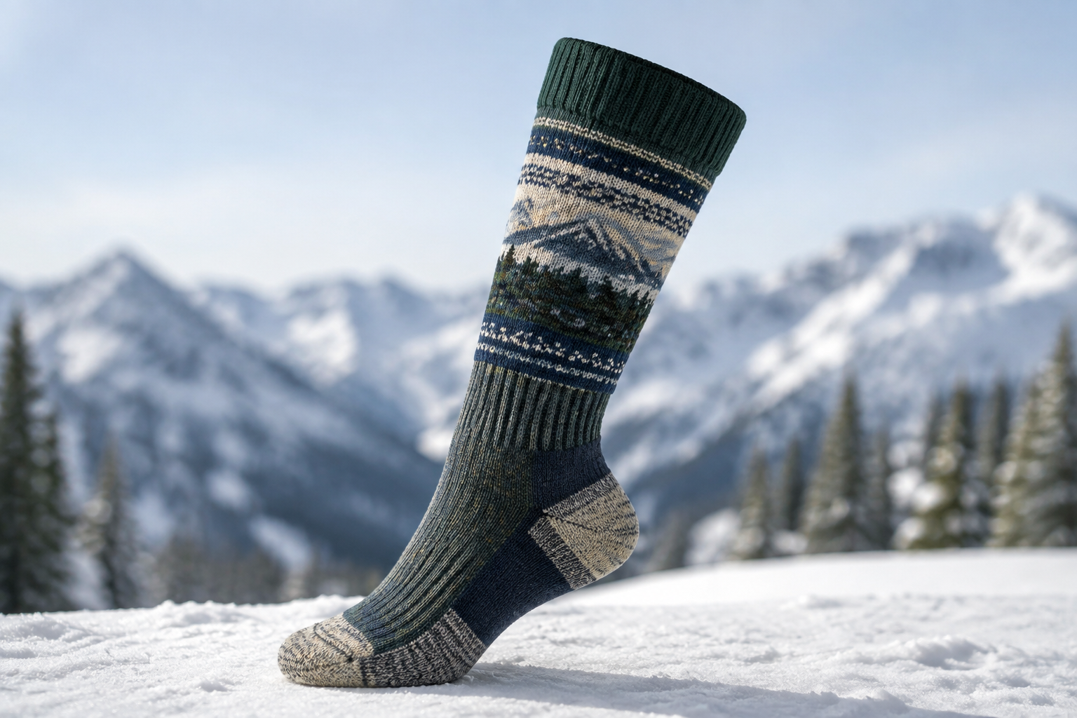 Illustrative winter-use ski sock concept