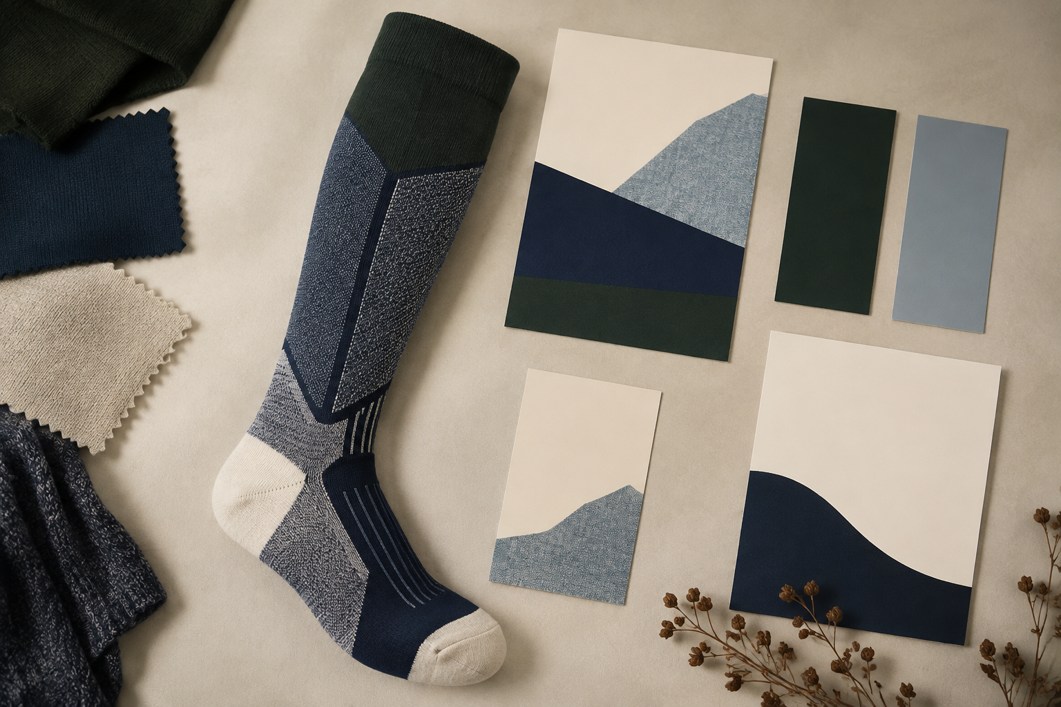 Illustrative ski sock artwork and colour review