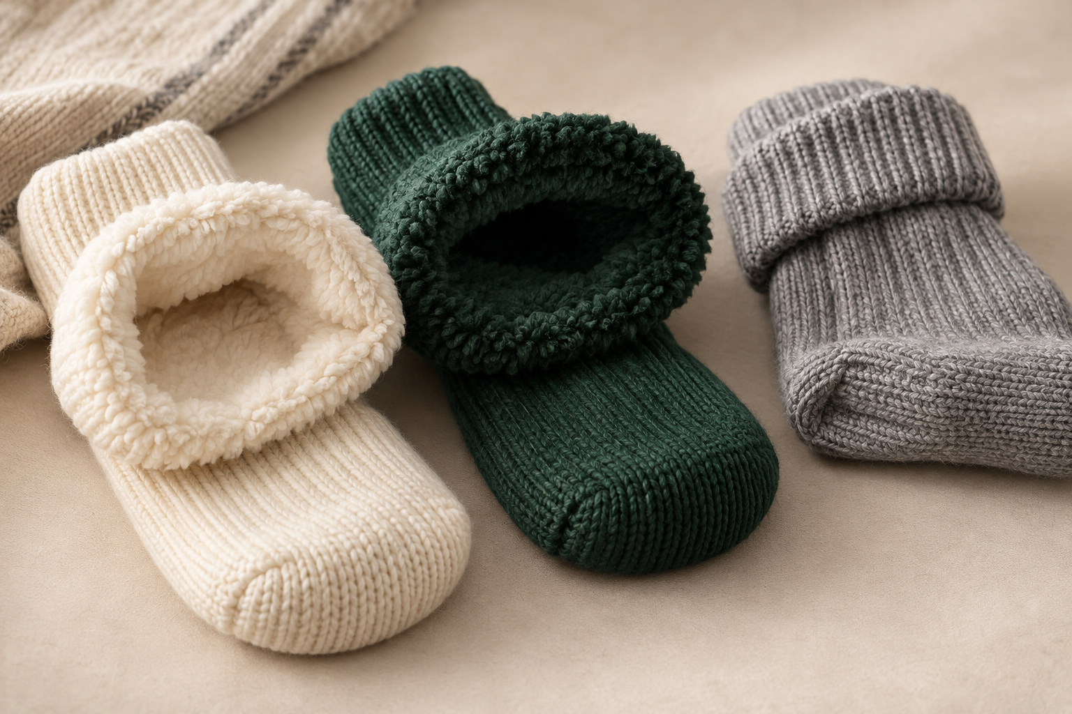 Illustrative kids slipper sock knit pile and lining-edge directions