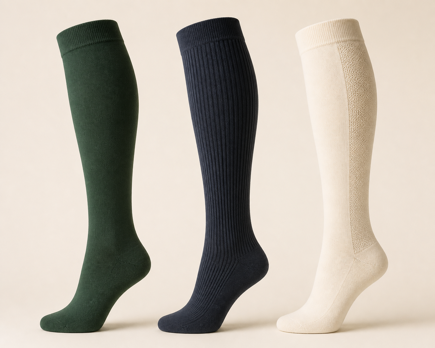 Illustrative riding-sock height and leg-profile directions