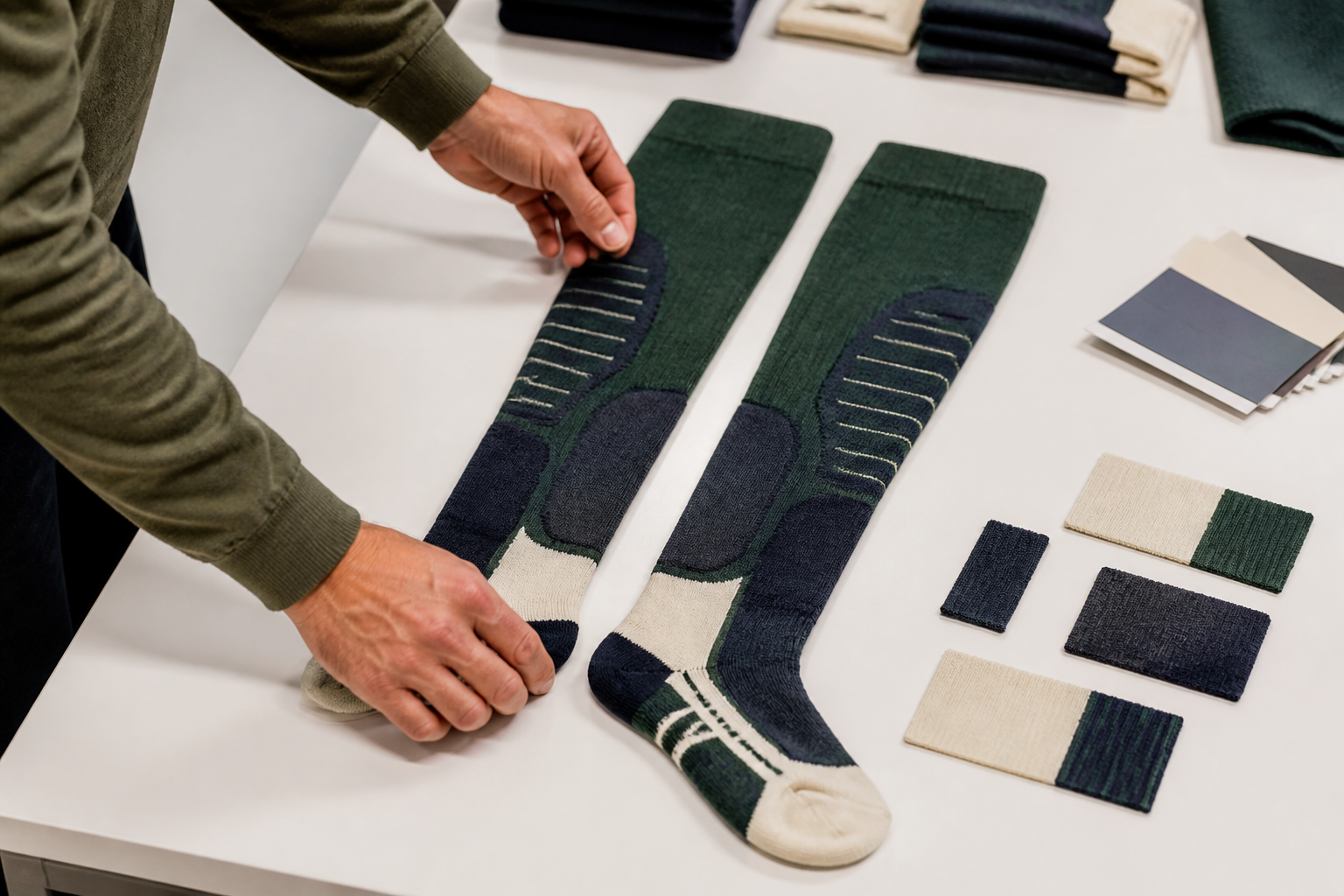 Illustrative ski sock pair specification and packaging review