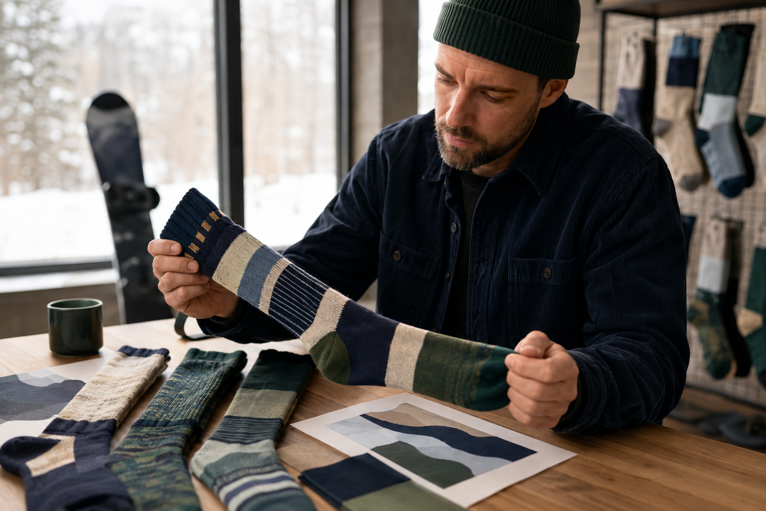 Illustrative winter sports brand sock brief