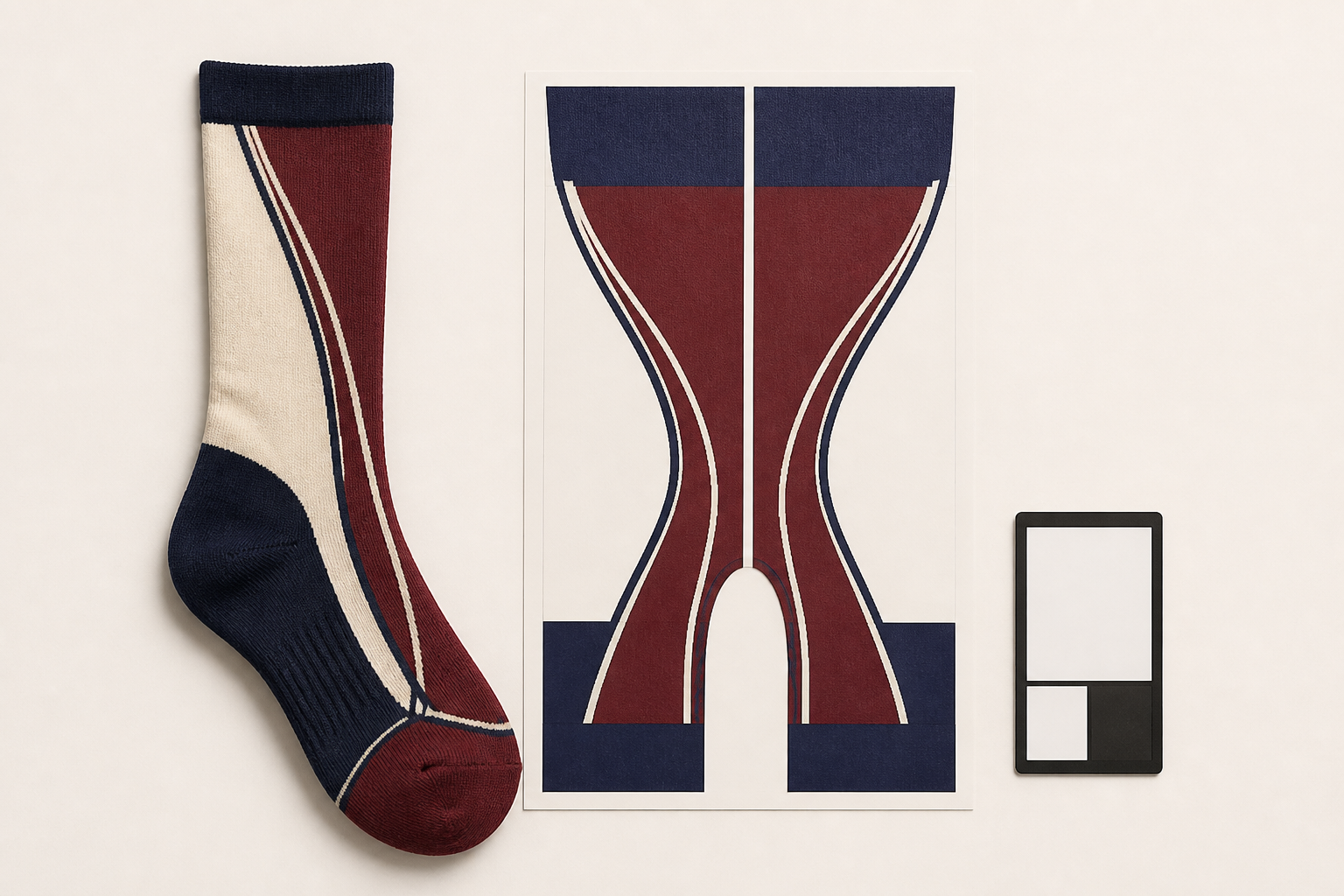 Illustrative wrestling sock artwork scale and placement review