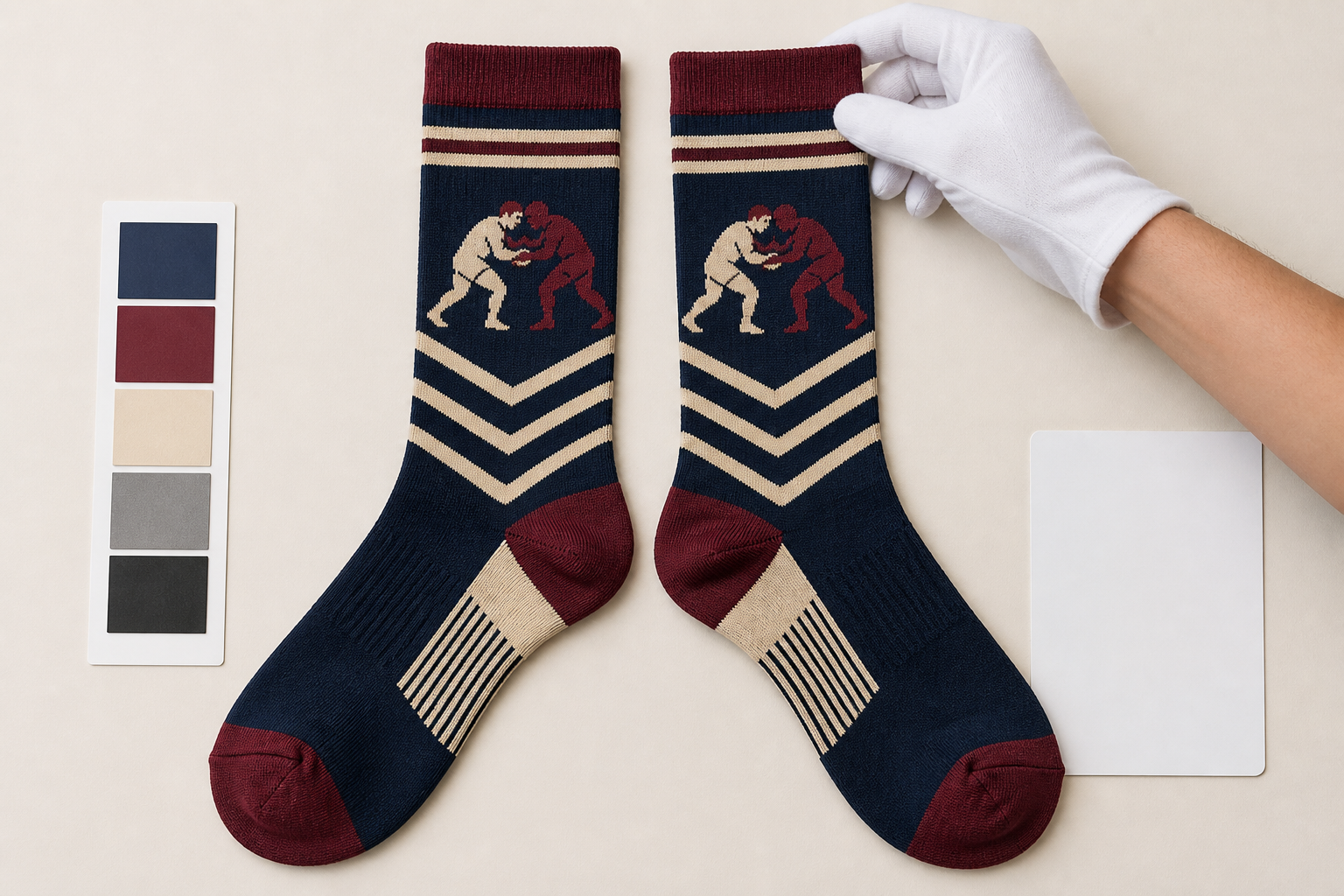 Illustrative wrestling sock repeat-order reference review